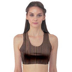 Rustic Dark Brown Wood Wooden Fence Background Elegant Natural Country Style Sports Bra by yoursparklingshop