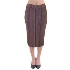 Rustic Dark Brown Wood Wooden Fence Background Elegant Natural Country Style Velvet Midi Pencil Skirt by yoursparklingshop