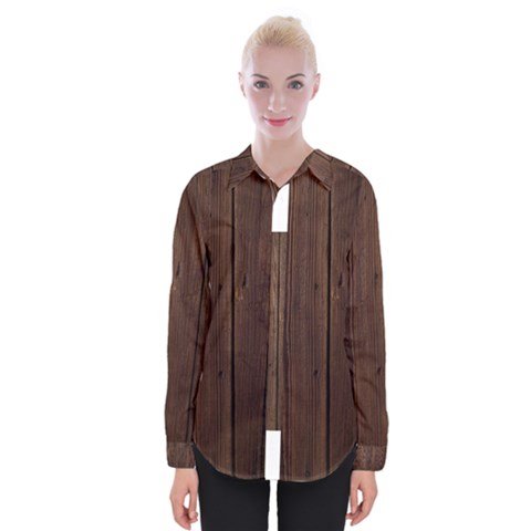 Rustic Dark Brown Wood Wooden Fence Background Elegant Natural Country Style Womens Long Sleeve Shirt by yoursparklingshop