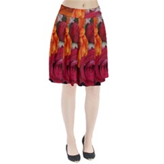 Floral Photography Orange Red Rose Daisy Elegant Flowers Bouquet Pleated Skirt by yoursparklingshop