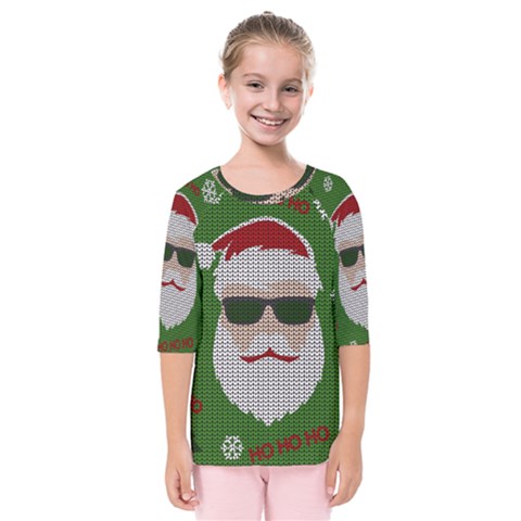 Ugly Christmas Sweater Kids  Quarter Sleeve Raglan Tee by Valentinaart