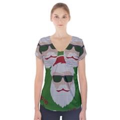 Ugly Christmas Sweater Short Sleeve Front Detail Top by Valentinaart