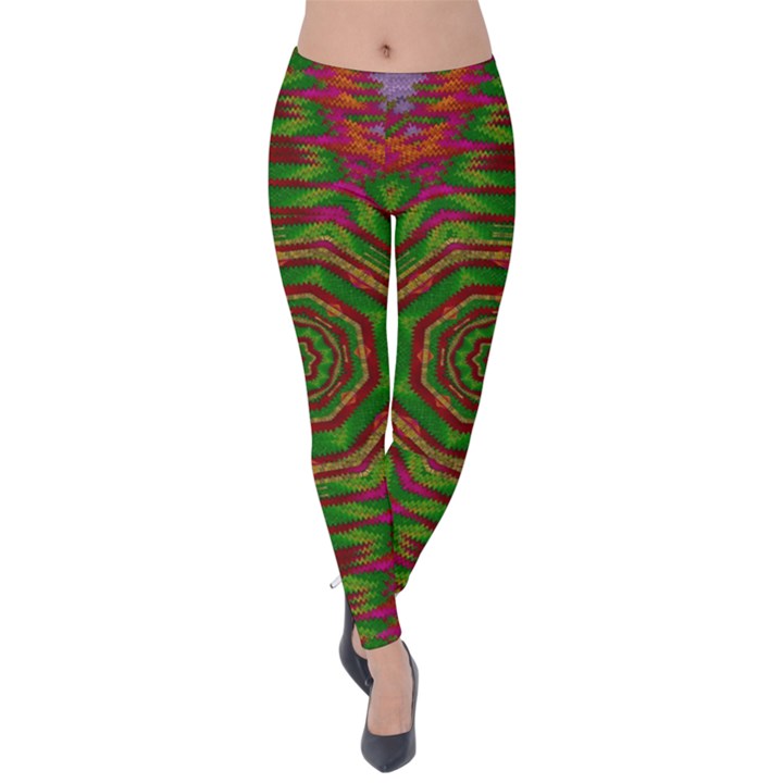 Feathers And Gold In The Sea Breeze For Peace Velvet Leggings