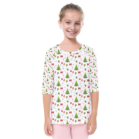 Christmas Pattern Kids  Quarter Sleeve Raglan Tee by Valentinaart