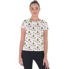 Christmas Pattern Short Sleeve Sports Top  by Valentinaart