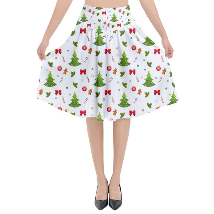 Christmas pattern Flared Midi Skirt