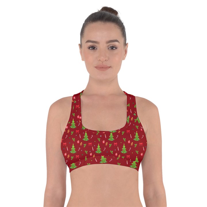 Christmas pattern Cross Back Sports Bra