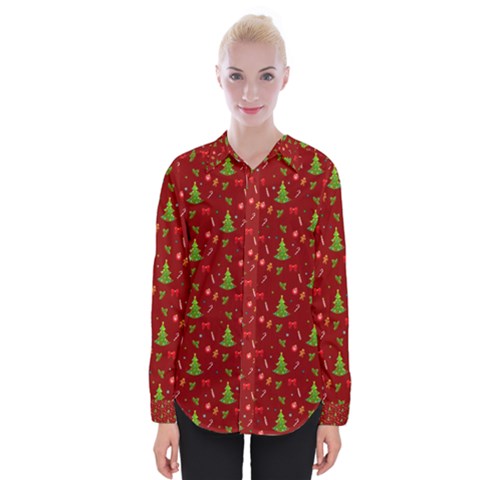 Christmas Pattern Womens Long Sleeve Shirt by Valentinaart