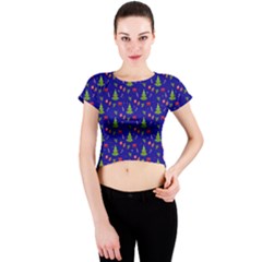 Christmas Pattern Crew Neck Crop Top by Valentinaart