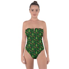 Christmas Pattern Tie Back One Piece Swimsuit by Valentinaart