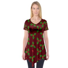 Christmas Pattern Short Sleeve Tunic  by Valentinaart