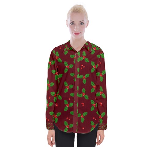 Christmas Pattern Womens Long Sleeve Shirt by Valentinaart