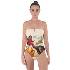 Vintage Thanksgiving Tie Back One Piece Swimsuit by Valentinaart