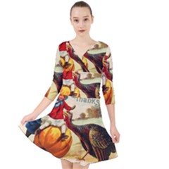 Vintage Thanksgiving Quarter Sleeve Front Wrap Dress	 by Valentinaart