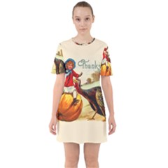 Vintage Thanksgiving Sixties Short Sleeve Mini Dress by Valentinaart