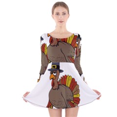 Thanksgiving Turkey  Long Sleeve Velvet Skater Dress by Valentinaart