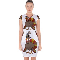 Thanksgiving Turkey  Capsleeve Drawstring Dress  by Valentinaart