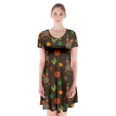 Thanksgiving Turkey  Short Sleeve V-neck Flare Dress by Valentinaart