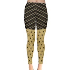 Black & Khaki Mustache Patterns Leggings 