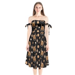 Thanksgiving Turkey  Shoulder Tie Bardot Midi Dress by Valentinaart