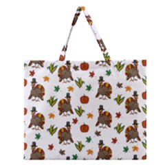 Thanksgiving Turkey  Zipper Large Tote Bag by Valentinaart