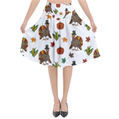 Thanksgiving Turkey  Flared Midi Skirt by Valentinaart