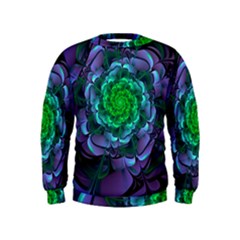 Beautiful Purple & Green Aeonium Arboreum Zwartkop Kids  Sweatshirt by jayaprime