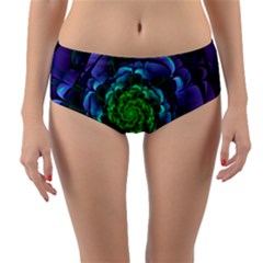 Beautiful Purple & Green Aeonium Arboreum Zwartkop Reversible Mid-waist Bikini Bottoms by jayaprime