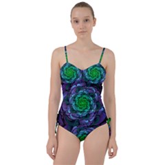 Beautiful Purple & Green Aeonium Arboreum Zwartkop Sweetheart Tankini Set by jayaprime