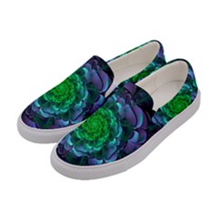 Beautiful Purple & Green Aeonium Arboreum Zwartkop Women s Canvas Slip Ons by jayaprime