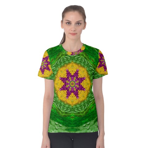 Feathers In The Sunshine Mandala Women s Cotton Tee by pepitasart