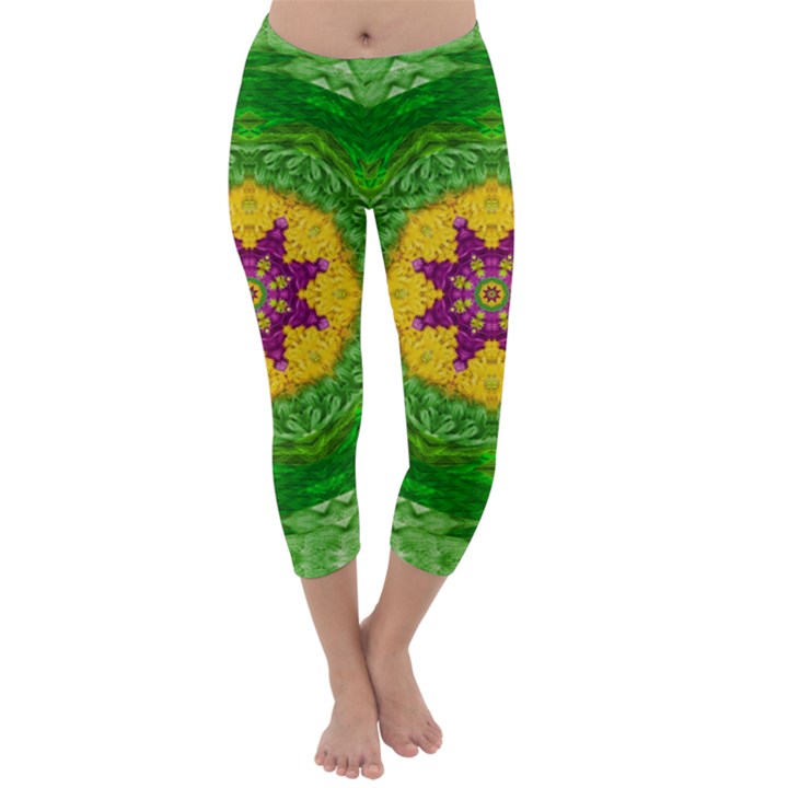 Feathers In The Sunshine Mandala Capri Winter Leggings 