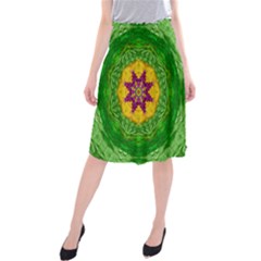 Feathers In The Sunshine Mandala Midi Beach Skirt by pepitasart