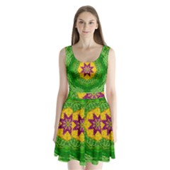 Feathers In The Sunshine Mandala Split Back Mini Dress 