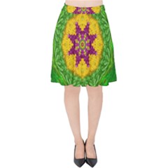 Feathers In The Sunshine Mandala Velvet High Waist Skirt by pepitasart