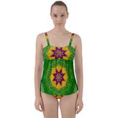 Feathers In The Sunshine Mandala Twist Front Tankini Set by pepitasart