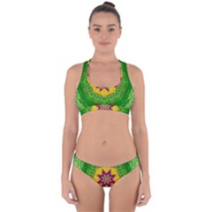 Feathers In The Sunshine Mandala Cross Back Hipster Bikini Set by pepitasart