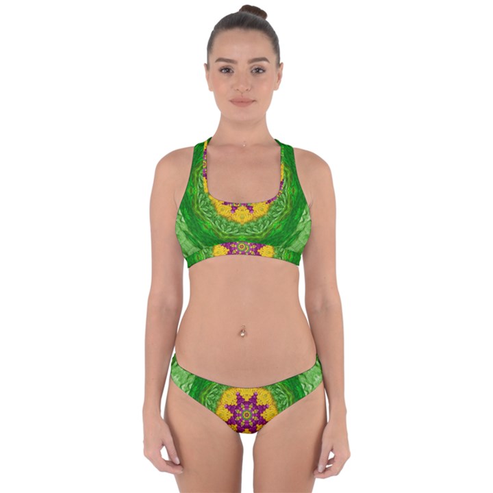 Feathers In The Sunshine Mandala Cross Back Hipster Bikini Set