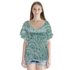 Design Art Wesley Fontes V-neck Flutter Sleeve Top by wesleystores