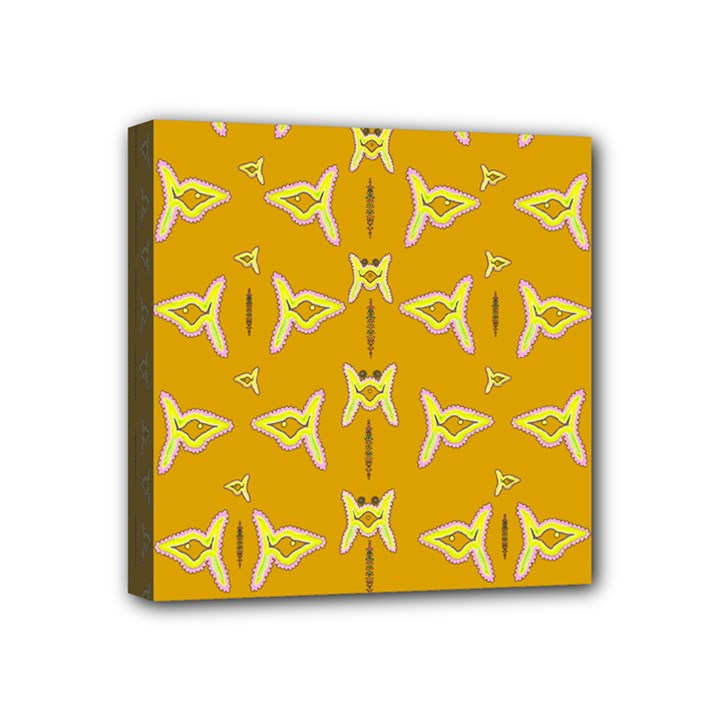 Fishes Talking About Love And   Yellow Stuff Mini Canvas 4  x 4 