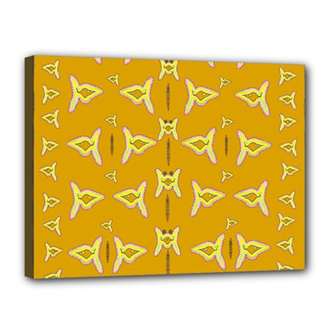 Fishes Talking About Love And   Yellow Stuff Canvas 16  X 12  by pepitasart