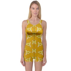 Fishes Talking About Love And   Yellow Stuff One Piece Boyleg Swimsuit by pepitasart