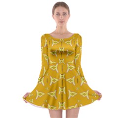 Fishes Talking About Love And   Yellow Stuff Long Sleeve Skater Dress by pepitasart