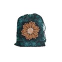 Beautiful Paradise Chrysanthemum of Orange and Aqua Drawstring Pouches (Medium)  View1