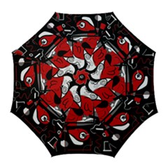 Red Black And White Abstraction Golf Umbrellas by Valentinaart