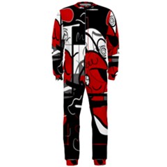 Red Black And White Abstraction Onepiece Jumpsuit (men) 