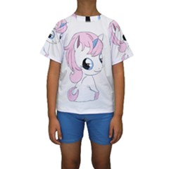 Baby Unicorn Kids  Short Sleeve Swimwear by Valentinaart