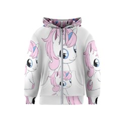 Baby Unicorn Kids  Zipper Hoodie by Valentinaart