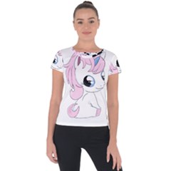 Baby Unicorn Short Sleeve Sports Top  by Valentinaart