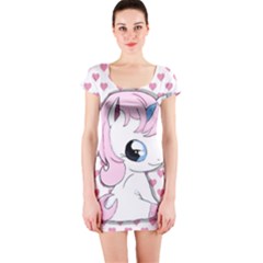 Baby Unicorn Short Sleeve Bodycon Dress by Valentinaart